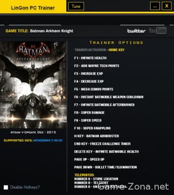 Трейнер для Batman: Arkham Knight (+17)